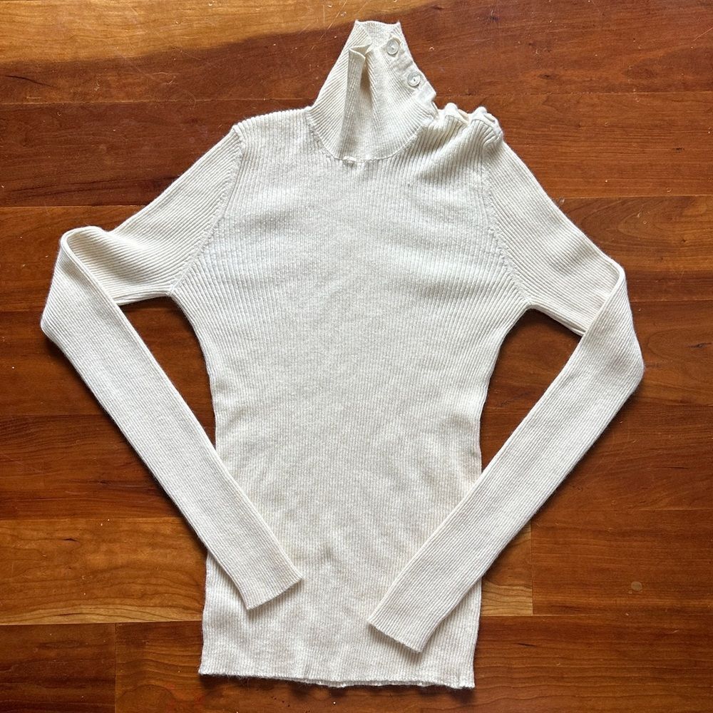 CHANEL Classic Ivory Turtleneck Sweater